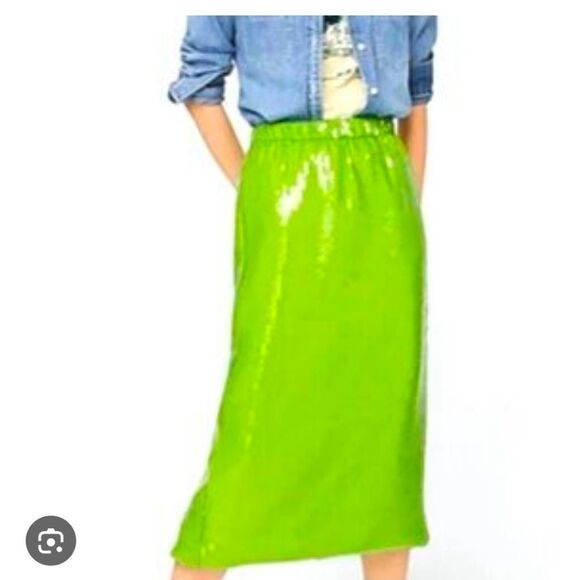 J. Crew Collection Green Sequin Pencil Skirt S NWOT - Picture 1 of 8